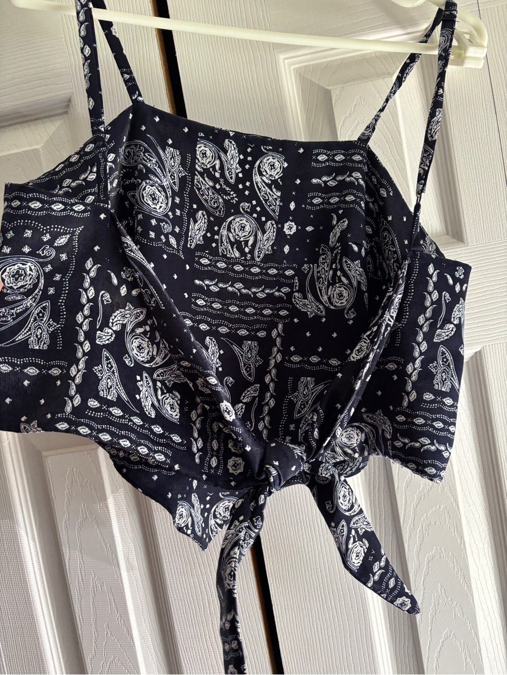 Blue Bandana-Print Tie-Front Cami